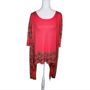 Free People Pick Me Up Flowy Top with Vintage Border Print in Pimento Red Size M